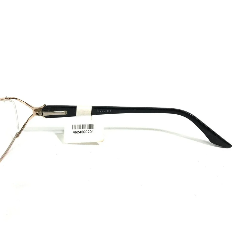 Titanium 220 Eyeglasses Frames T 220-05 COL 40 Black Gold Round 55-17-135